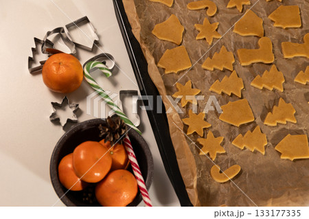 Preparing Gingerbread Cookies for the Christmas Holiday Celebration 133177335