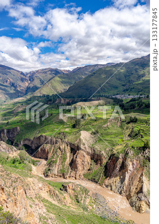 Colca Canyon with a clear blue sky, Peru 133177845