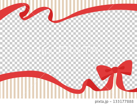 リボンのデコレーションフレーム、ストライプ柄の背景 133177888