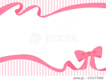 リボンのデコレーションフレーム、ストライプ柄の背景 133177889