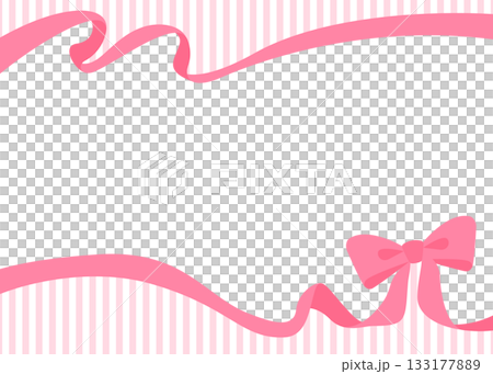 リボンのデコレーションフレーム、ストライプ柄の背景 133177889