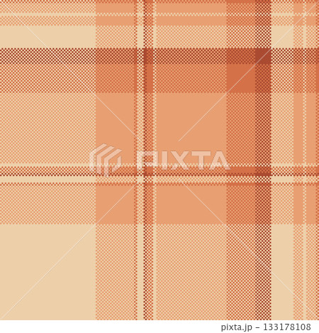 Purity texture background plaid, warmth seamless vector pattern. Underwear check textile fabric tartan in orange and light colors. 133178108