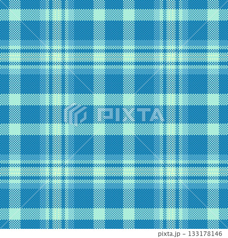 Seasonal tartan seamless vector, femininity check texture textile. Brazil background fabric pattern plaid in cyan and light colors. 133178146