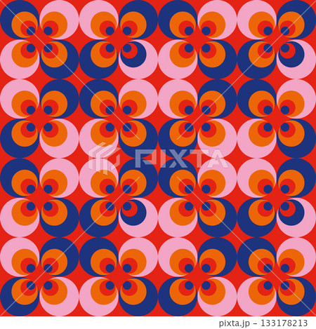 vintage geometric pattern with floral motif in the shape of circles 133178213