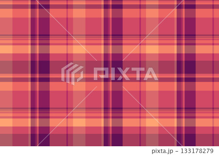 London textile plaid check, hippie seamless fabric vector. Rug tartan background pattern texture in red and dark tulip colors. 133178279