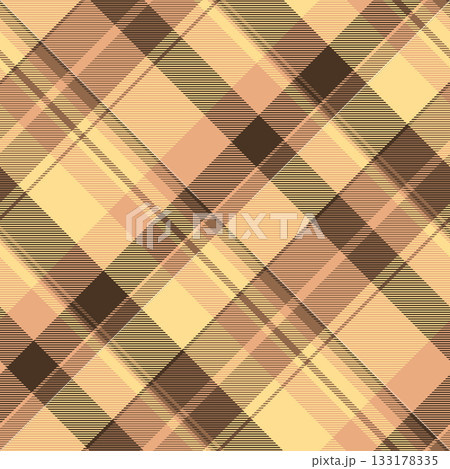 Occupation plaid background check, africa textile vector texture. Group fabric tartan seamless pattern in orange and amber colors. 133178335