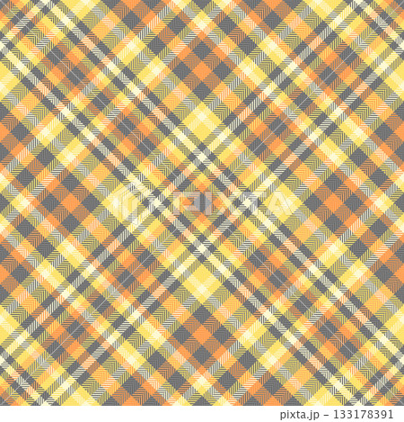50s tartan textile seamless, hounds background pattern check. Lined plaid fabric texture vector in orange and dim gray colors. 133178391
