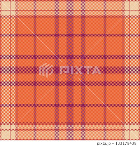 Club vector fabric pattern, scratch check texture tartan. Kitchen plaid background textile seamless in orange and pink colors. Club vector fabric pattern, scratch check texture tartan. Kitchen plaid background textile seamless in orange and pink colors. 133178439