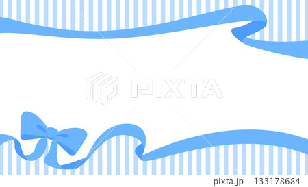 リボンのデコレーションフレーム、ストライプ柄の背景 133178684