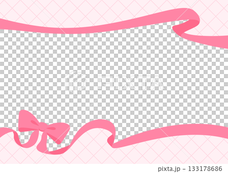 リボンのデコレーションフレーム、斜め格子のパターン背景 133178686