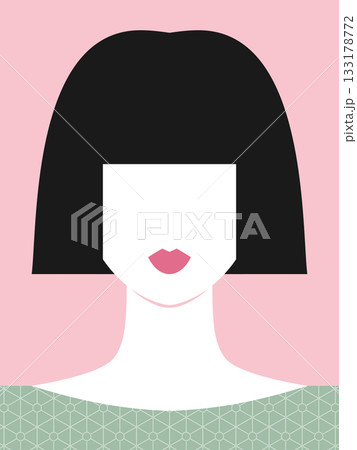 Abstract minimalist portrait of an Asian woman. Faceless female poster. Vector illustration Abstract minimalist portrait of an Asian woman. Faceless female poster. Vector illustration 133178772