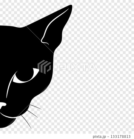 Curious black cat face is hiding and peeking out from the wall. Vector illustration. Curious black cat face is hiding and peeking out from the wall. Vector illustration. 133178813