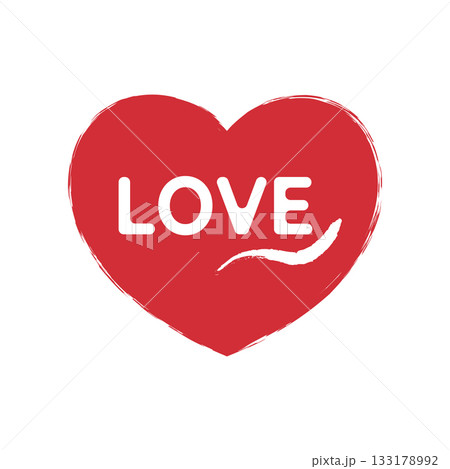Painted heart with word Love. Love emblem. Vector illustration 133178992