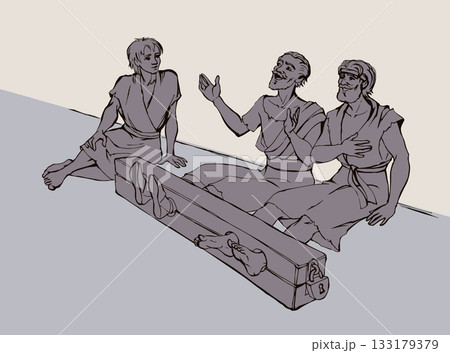 Paul and Silas in prison. Vector drawing Paul and Silas in prison. Vector drawing 133179379