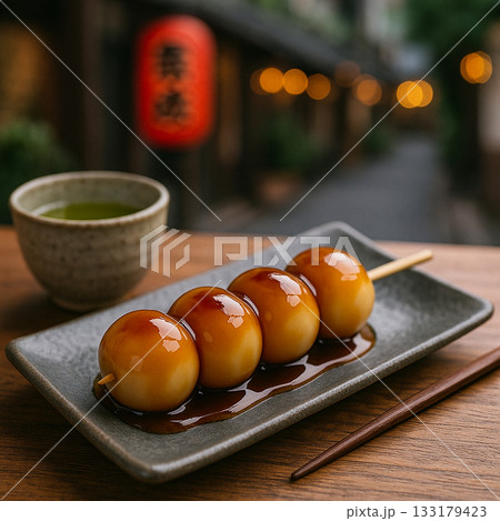みたらし団子と日本茶の味わい深い時間 133179423