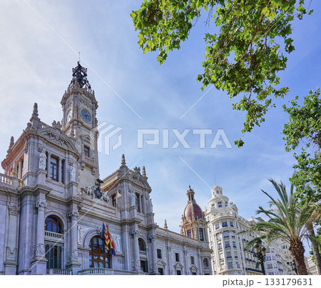Close up of Valencia's City Hall in Spain Close up of Valencia's City Hall in Spain 133179631