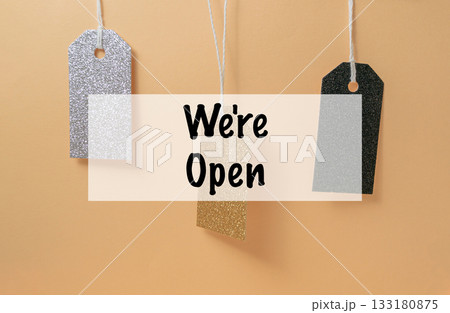 Colorful decorative tags with text message on a soft background for promotional purposes Colorful decorative tags with text message on a soft background for promotional purposes 133180875