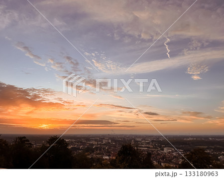 The sky is a beautiful mix of blue and orange hues 133180963