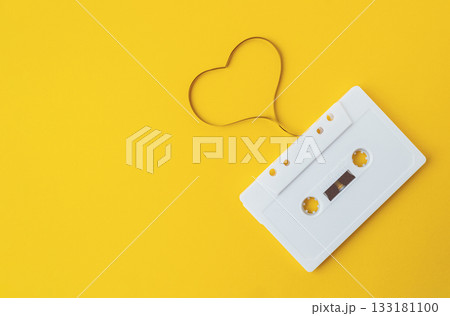 White cassette tape with a heart drawn around it White cassette tape with a heart drawn around it 133181100