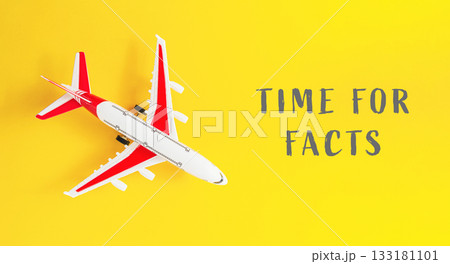 Airplane model on vibrant yellow background with text highlighting facts and information Airplane model on vibrant yellow background with text highlighting facts and information 133181101