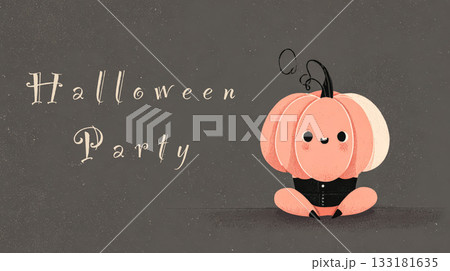 Cute pumpkin character illustration for Halloween party celebration with whimsical design elements 133181635