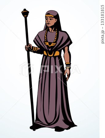 Vector drawing. Egyptian chief with a rod 133181815