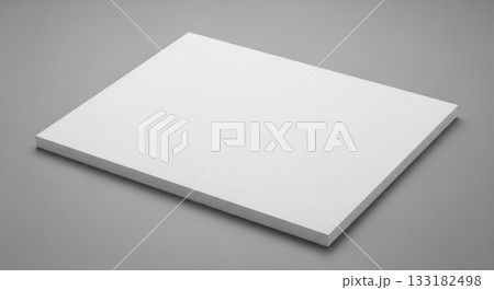 Blank white paper stack on minimalist gray background 133182498