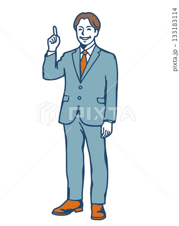 指を立てて説明する男性ビジネスマンのイラスト 案内やポイント提示の人物素材 指を立てて説明する男性ビジネスマンのイラスト 案内やポイント提示の人物素材 133183114