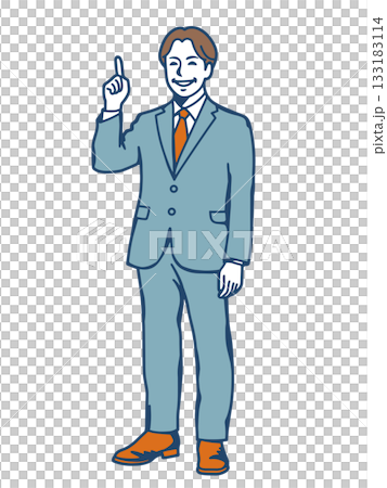 指を立てて説明する男性ビジネスマンのイラスト 案内やポイント提示の人物素材 指を立てて説明する男性ビジネスマンのイラスト 案内やポイント提示の人物素材 133183114