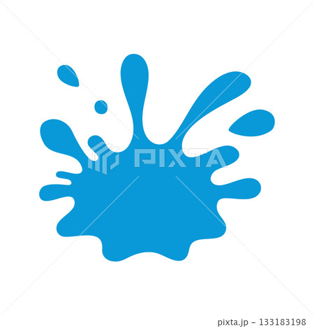 Blue water drop splash. Liquid blot isolated on white background for abstract design, decoration, and creative graphics Blue water drop splash. Liquid blot isolated on white background for abstract design, decoration, and creative graphics 133183198