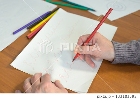 Parkinson Motor Control Test Performed by Senior Woman Parkinson Motor Control Test Performed by Senior Woman 133183395