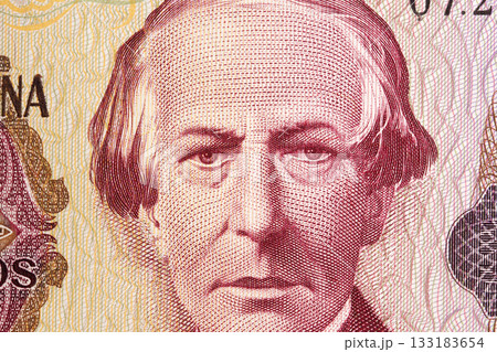 Juan Bautista Alberdi a closeup portrait from Argentine money - Juan Bautista Alberdi a closeup portrait from Argentine money - 133183654