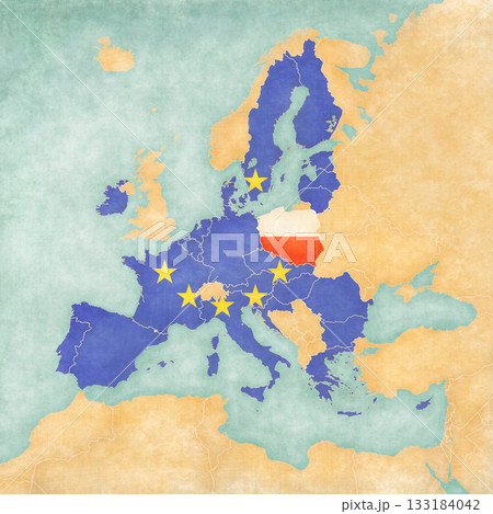 Map of Poland and EU 133184042