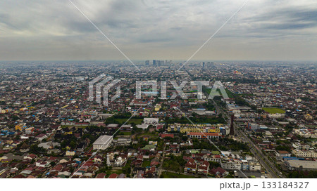 Top view of Medan is the capital and largest city of the Indonesian province of North Sumatra, Indonesia. 133184327