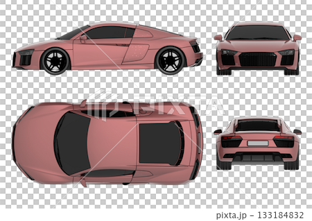 car isolated on transparent background, 3d illustration, cg render 133184832