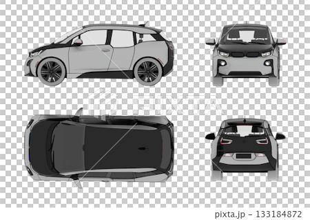 car isolated on transparent background, 3d illustration, cg render 133184872