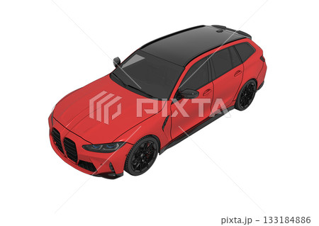 car isolated on transparent background, 3d illustration, cg render 133184886