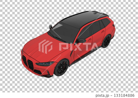 car isolated on transparent background, 3d illustration, cg render 133184886