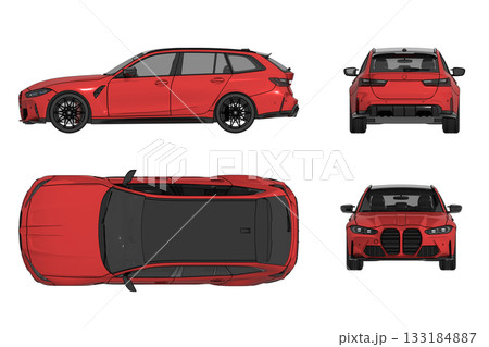car isolated on transparent background, 3d illustration, cg render 133184887