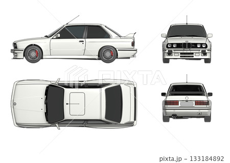 car isolated on transparent background, 3d illustration, cg render 133184892
