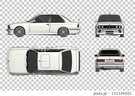 car isolated on transparent background, 3d illustration, cg render 133184892