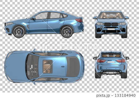 car isolated on transparent background, 3d illustration, cg render 133184940