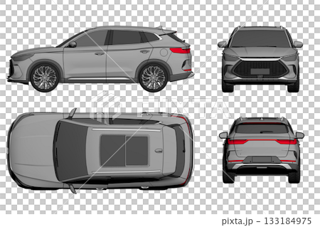 car isolated on transparent background, 3d illustration, cg render 133184975