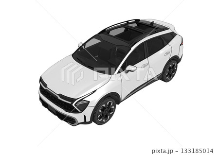 car isolated on transparent background, 3d illustration, cg render 133185014