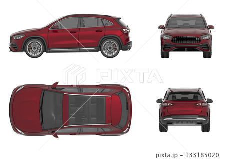 car isolated on transparent background, 3d illustration, cg render 133185020