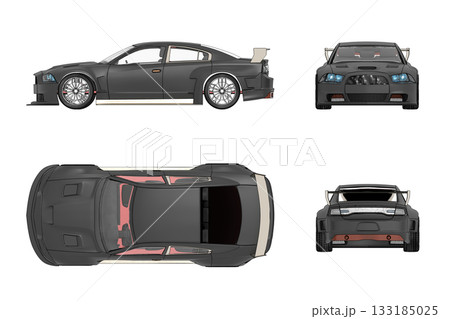 car isolated on transparent background, 3d illustration, cg render 133185025