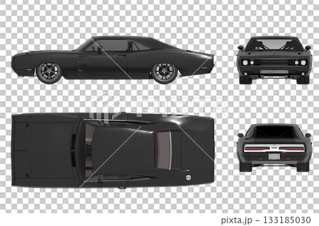 car isolated on transparent background, 3d illustration, cg render 133185030