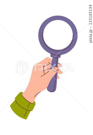 Human hand with magnifying glass 133185134