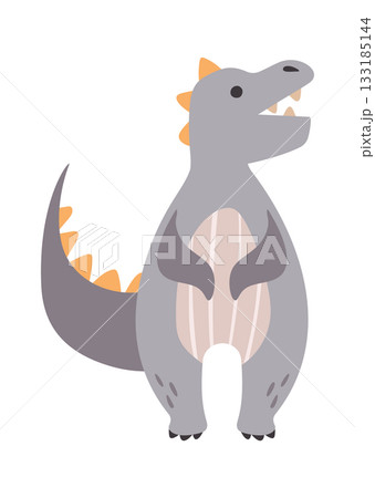 Cute dino character roaring loudly 133185144