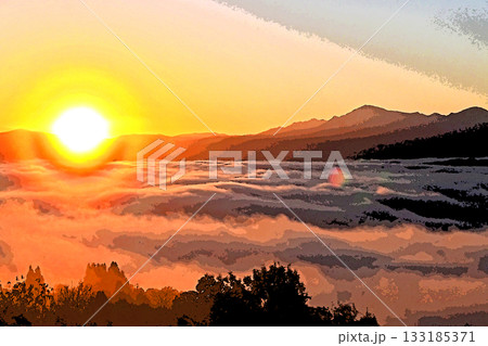 雲海・ドラマチックな輝きの世界 雲海・ドラマチックな輝きの世界 133185371